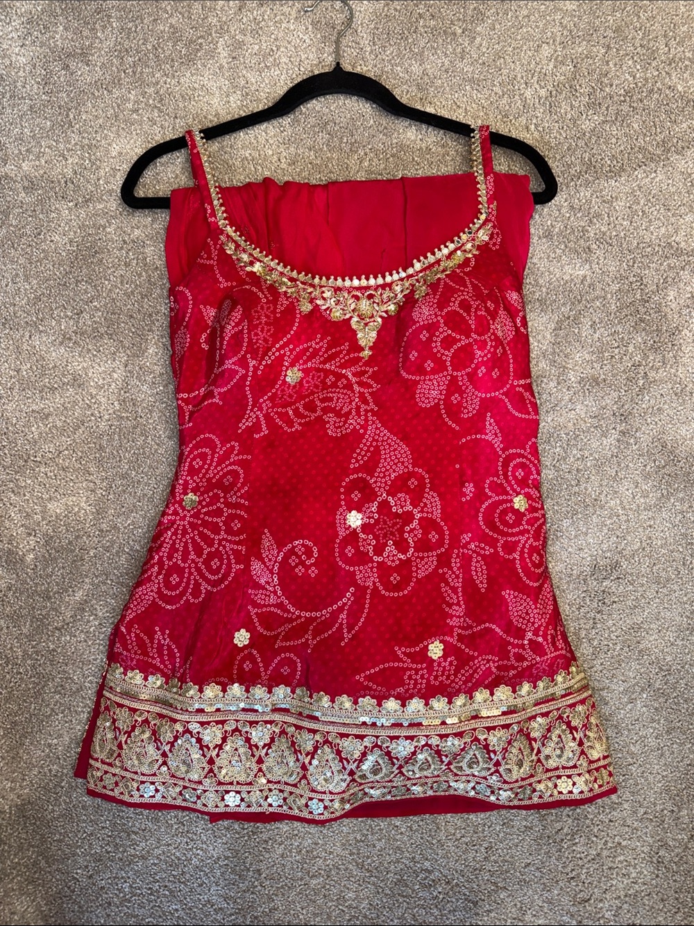 Red Embellished Sleeveless Indian sharara Gharara
